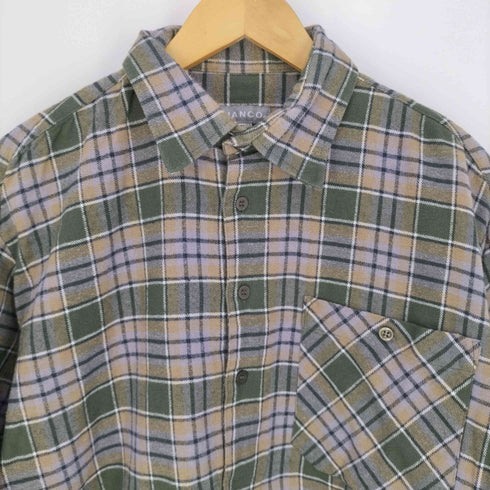 HANCO BAUMWOLLE 100% グランパシャツ プルオーバーチェックシャツ メンズ 41/42