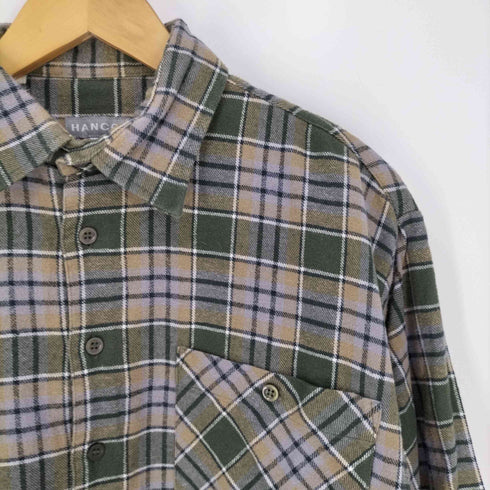 HANCO BAUMWOLLE 100% グランパシャツ プルオーバーチェックシャツ メンズ 41/42