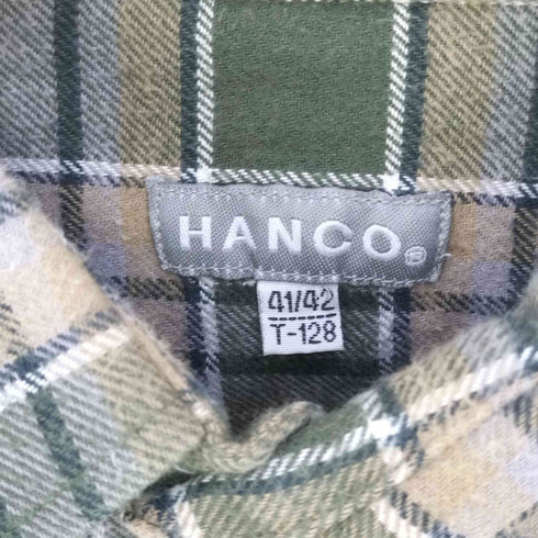 HANCO BAUMWOLLE 100% グランパシャツ プルオーバーチェックシャツ メンズ 41/42