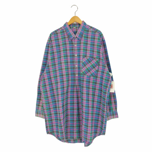 BAUMWOLLE 100% グランパシャツ プルオーバーチェックシャツ メンズ 45/46 TW144