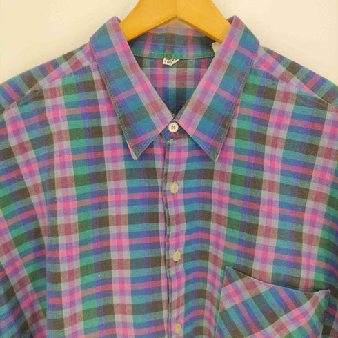 BAUMWOLLE 100% グランパシャツ プルオーバーチェックシャツ メンズ 45/46 TW144