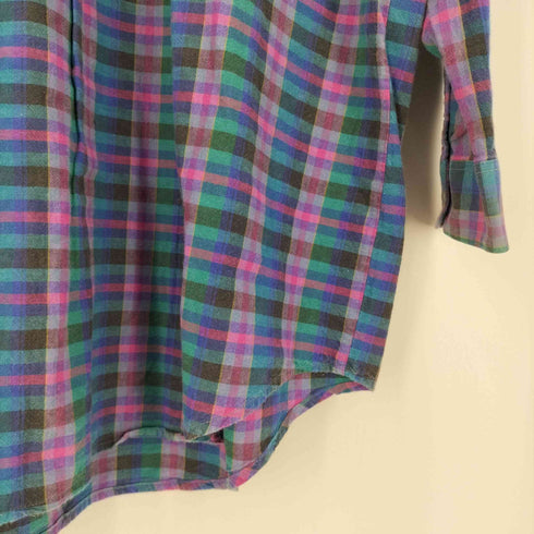 BAUMWOLLE 100% グランパシャツ プルオーバーチェックシャツ メンズ 45/46 TW144