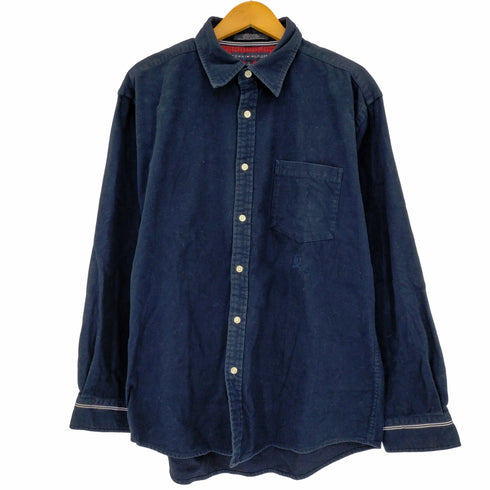 トミーヒルフィガー TOMMY HILFIGER 90-00s 刺繍 シャモアクロス エルボーパッチ シャツ メンズ import:L
