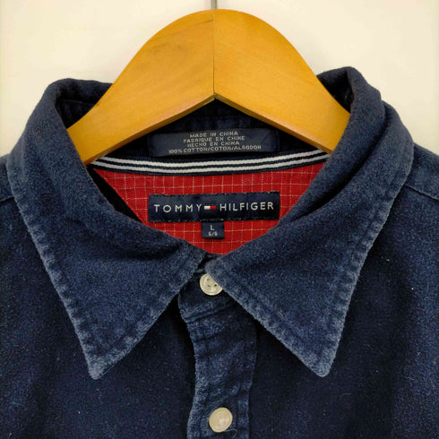 トミーヒルフィガー TOMMY HILFIGER 90-00s 刺繍 シャモアクロス エルボーパッチ シャツ メンズ import:L