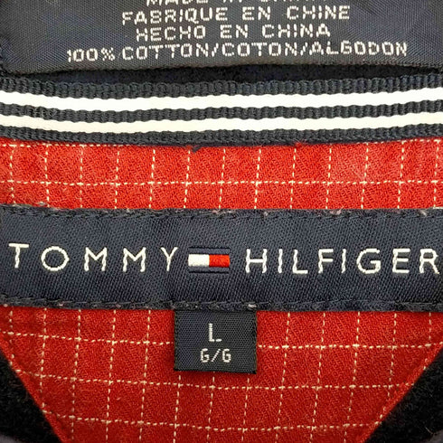 トミーヒルフィガー TOMMY HILFIGER 90-00s 刺繍 シャモアクロス エルボーパッチ シャツ メンズ import:L