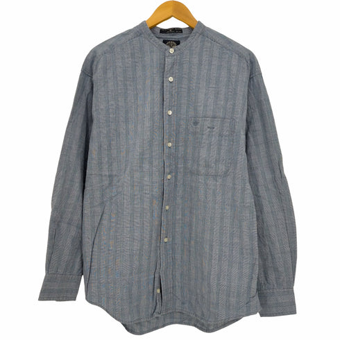 ドッカーズ DOCKERS 90-00s INDIGO ロゴ刺繍 バンドカラーチェックシャツ メンズ import:M