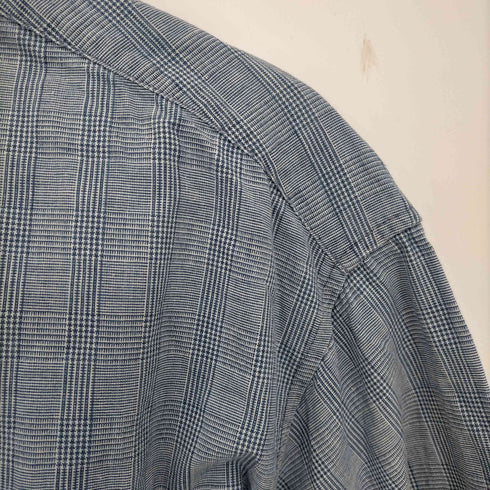 ドッカーズ DOCKERS 90-00s INDIGO ロゴ刺繍 バンドカラーチェックシャツ メンズ import:M