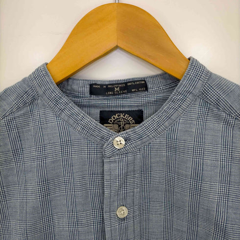ドッカーズ DOCKERS 90-00s INDIGO ロゴ刺繍 バンドカラーチェックシャツ メンズ import:M