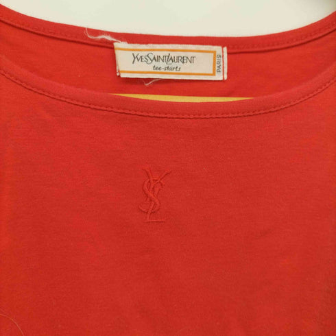 イヴサンローラン Yves Saint Laurent ロゴ刺繍 パフショルダー カットソー Tシャツ レディース import:M