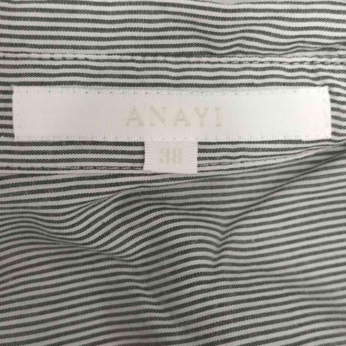 アナイ ANAYI バック プリーツ ストライプ レギュラーカラー ノースリーブ シャツ レディース JPN:38