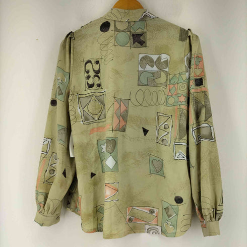 ボウタイデザイン総柄 L/S ブラウス レディース