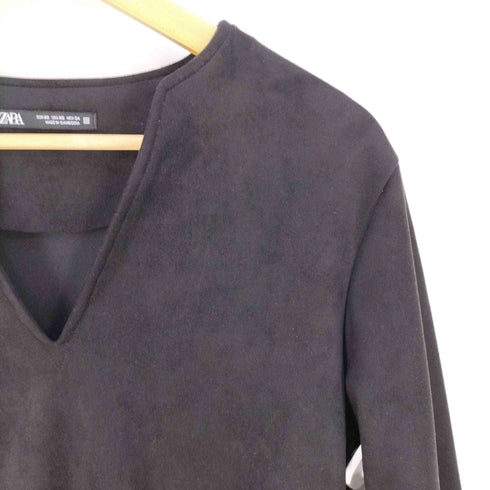 ザラ ZARA FAUX SUEDE V-NECK MINI DRESS フェイクスウェードVネックミニドレス ワンピース レディース import:XS
