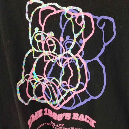 オーバーサイズTEE テディベア 裾スリット レディース ONE SIZE