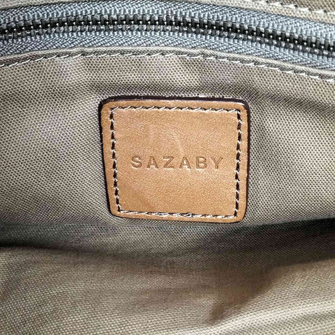 サザビー SAZABY レザー 編み込み イントレチャート トートバッグ レディース