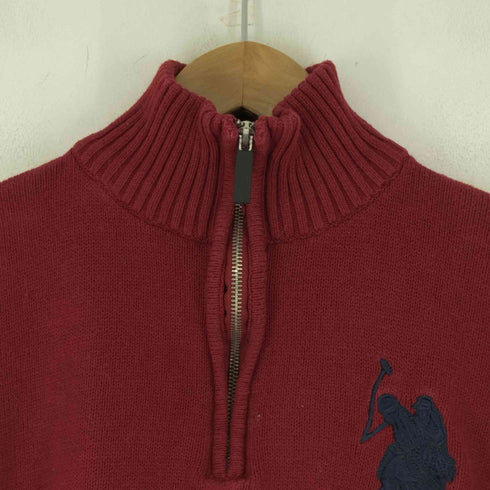 ユーエスポロアッスン US POLO ASSN ロゴ刺繍 ハーフジップコットンニット メンズ JPN:L