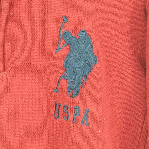 ユーエスポロアッスン US POLO ASSN ロゴ刺繍 ハーフジップコットンニット メンズ JPN:L