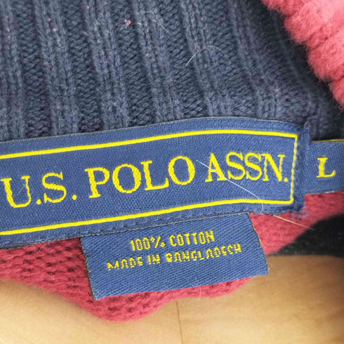 ユーエスポロアッスン US POLO ASSN ロゴ刺繍 ハーフジップコットンニット メンズ JPN:L