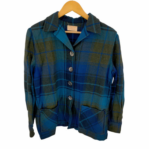 ペンドルトン PENDLETON 50S~60S 白タグ シェルデカボタン ウール 開襟シャツジャケット レディース