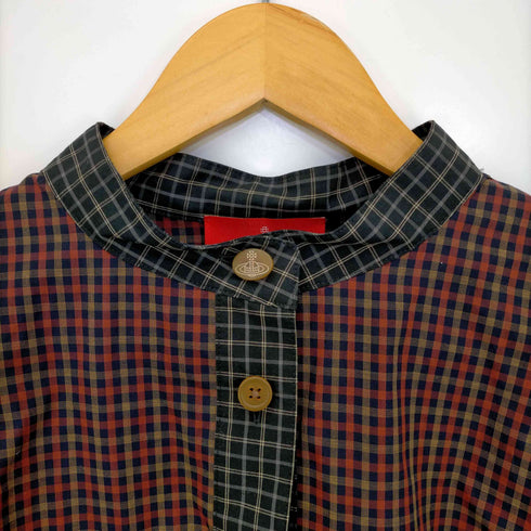 ヴィヴィアンウエストウッドレッドレーベル Vivienne Westwood RED LABEL マイクロチェックブロッキング フリルシャツ レディース 00