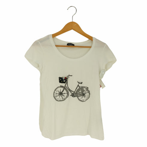 マックスアンドコー MAX & CO. トルコ製 3D自転車プリント フレンチスリーブUネックTシャツ レディース import:S