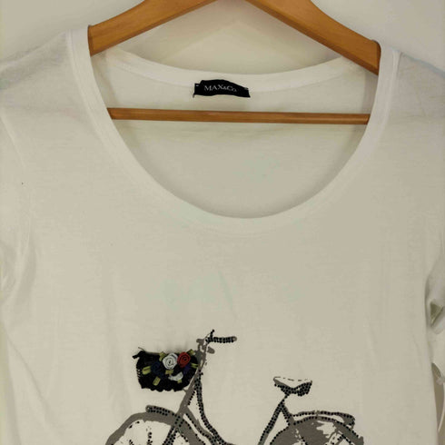 マックスアンドコー MAX & CO. トルコ製 3D自転車プリント フレンチスリーブUネックTシャツ レディース import:S
