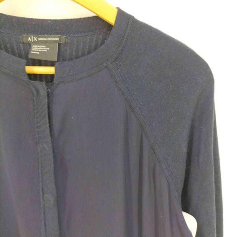 アルマーニエクスチェンジ ARMANI EXCHANGE 異素材切替 ラグランスリーブ 比翼スナップボタン カーディガン レディース import:M