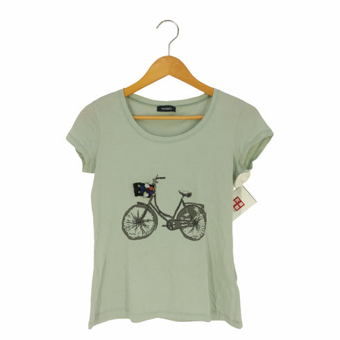 マックスアンドコー MAX & CO. トルコ製 3D自転車プリント フレンチスリーブUネックTシャツ レディース import:S