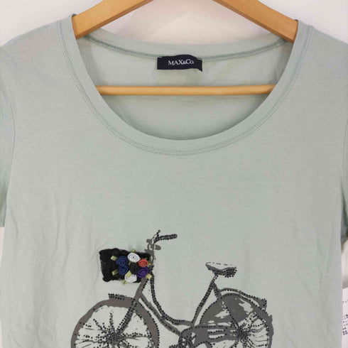 マックスアンドコー MAX & CO. トルコ製 3D自転車プリント フレンチスリーブUネックTシャツ レディース import:S