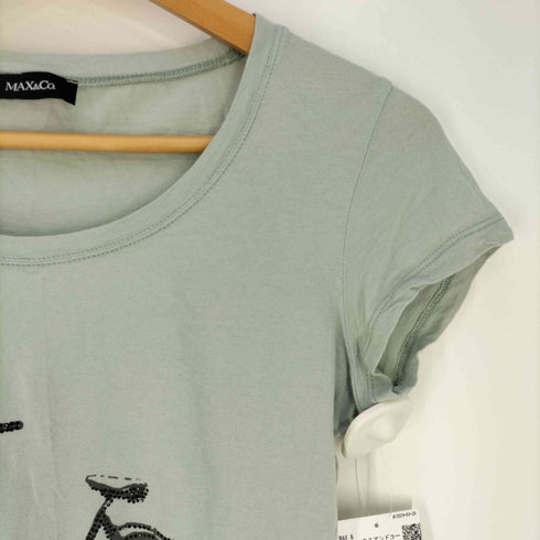マックスアンドコー MAX & CO. トルコ製 3D自転車プリント フレンチスリーブUネックTシャツ レディース import:S