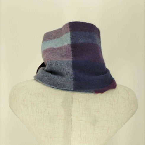 ランバンオンブルー LANVIN en Bleu ブロックチェック フリンジ マフラー レディース