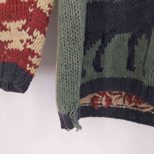 ポロバイラルフローレン Polo by RALPH LAUREN HAND KNIT パッチワーク コットンリネンレーヨン クルーネックニット メンズ import:M