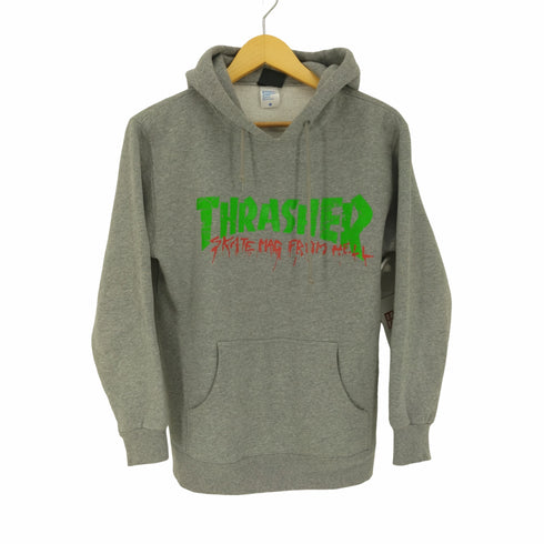 スラッシャー THRASHER フロント ロゴ プリント スウェット パーカー SKATE MAG FROM HELL メンズ import:M