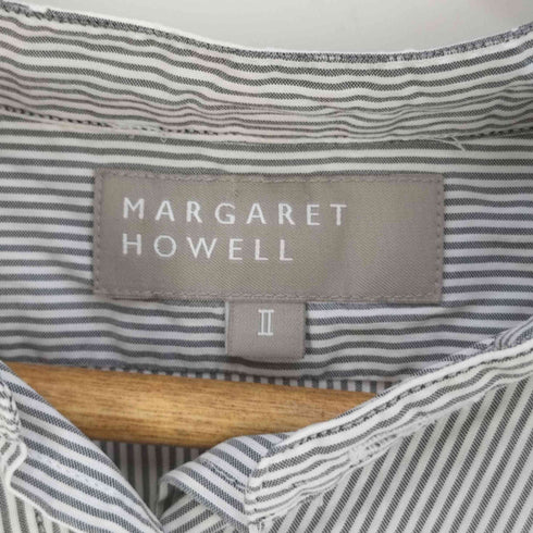 マーガレットハウエル MARGARET HOWELL シルクコットン ストライプシャツ ブラウス レディース 2