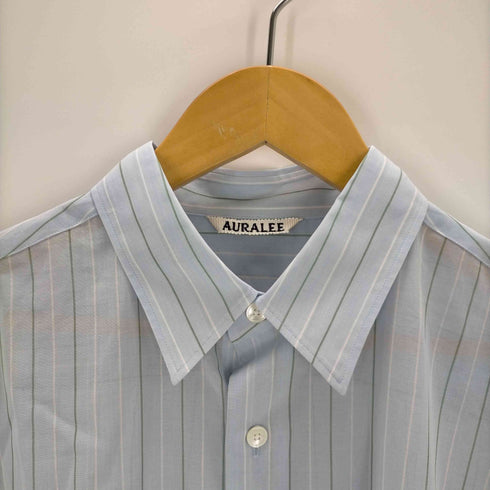 オーラリー AURALEE HARD TWIST FINX ORGANDY STRIPE SHIRT メンズ JPN:4