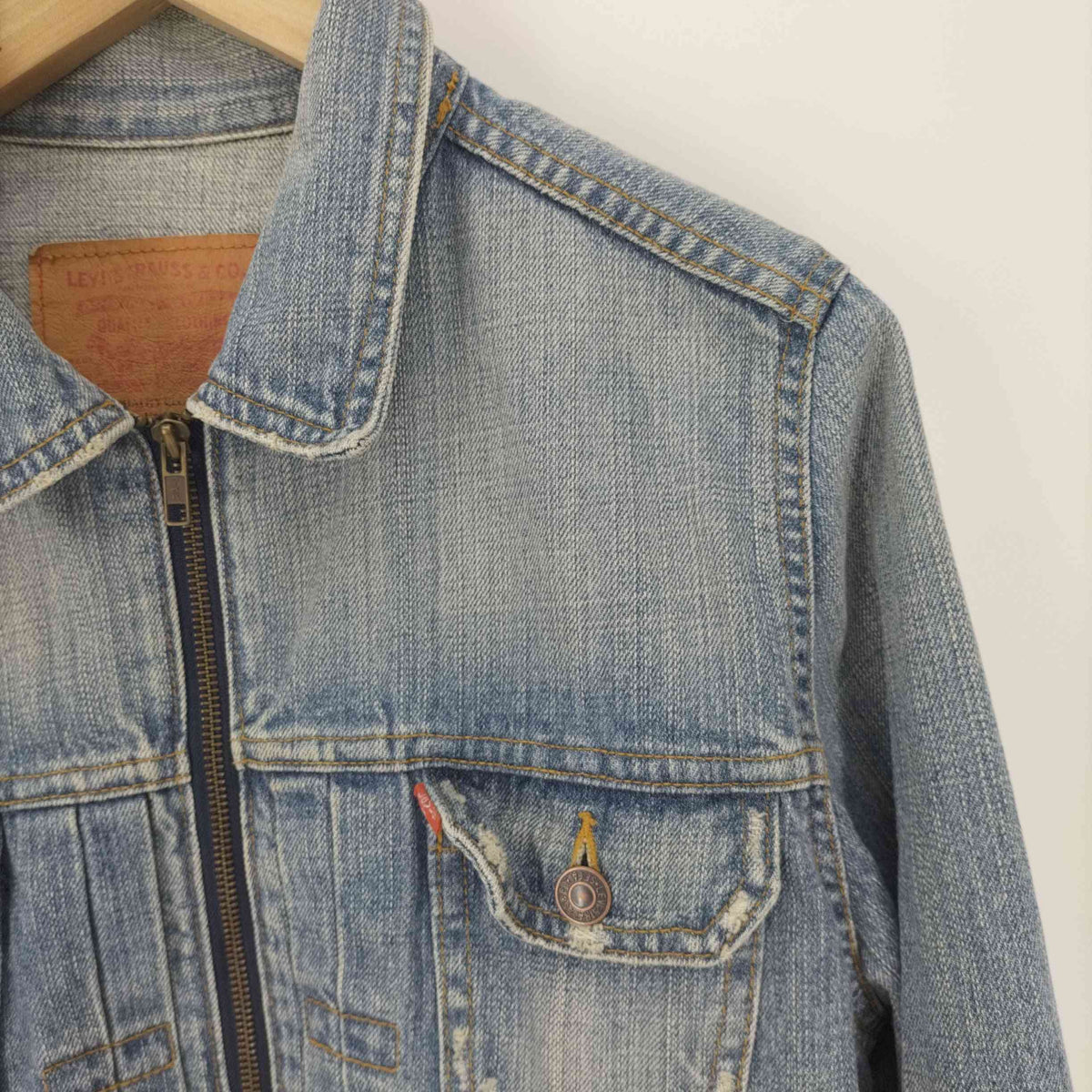 リーバイス デニムジャケット L 70602 2nd フルジップ Levi's リーバイス 70602‐02 ダメージ加工・ジップアップ