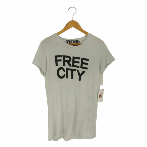 SENDING LIGHT USA製 FREE CITY プリント クルーネックTシャツ レディース