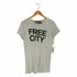 SENDING LIGHT USA製 FREE CITY プリント クルーネックTシャツ レディース
