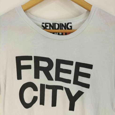 SENDING LIGHT USA製 FREE CITY プリント クルーネックTシャツ レディース