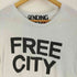 SENDING LIGHT USA製 FREE CITY プリント クルーネックTシャツ レディース