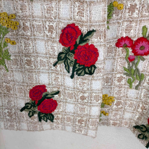 オスカー デ ラ レンタ oscar de la renta 花柄刺繍ノーカラーツイードジャケット レディース 10