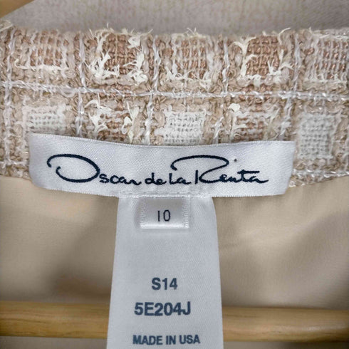 オスカー デ ラ レンタ oscar de la renta 花柄刺繍ノーカラーツイードジャケット レディース 10