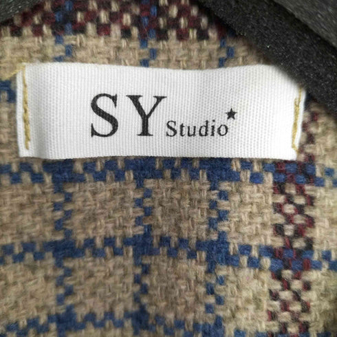 SY STUDIO 裏地キルティング 3Bチェックハーフコート レディース