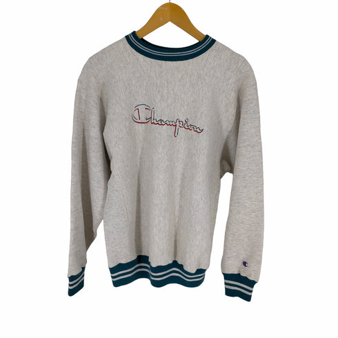 チャンピオン Champion 90S REVERSE WEAVE 刺繍タグ スクリプトロゴ リブライン クルーネックスウェット メンズ JPN:L