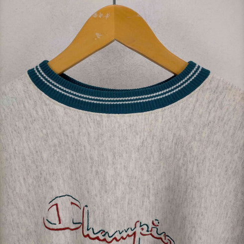 チャンピオン Champion 90S REVERSE WEAVE 刺繍タグ スクリプトロゴ リブライン クルーネックスウェット メンズ JPN:L