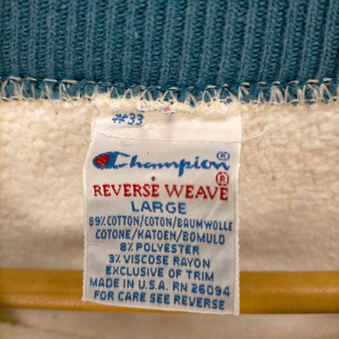 チャンピオン Champion 90S REVERSE WEAVE 刺繍タグ スクリプトロゴ リブライン クルーネックスウェット メンズ JPN:L