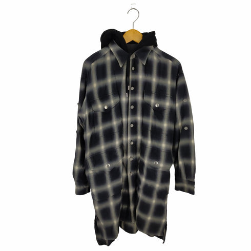 ミハラヤスヒロ MIHARA YASUHIRO HOODED FLANNEL BIGSHIRTS フェイクレイヤード オンブレチェックブルゾン メンズ JPN:44