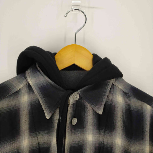 ミハラヤスヒロ MIHARA YASUHIRO HOODED FLANNEL BIGSHIRTS フェイクレイヤード オンブレチェックブルゾン メンズ JPN:44