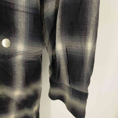 ミハラヤスヒロ MIHARA YASUHIRO HOODED FLANNEL BIGSHIRTS フェイクレイヤード オンブレチェックブルゾン メンズ JPN:44