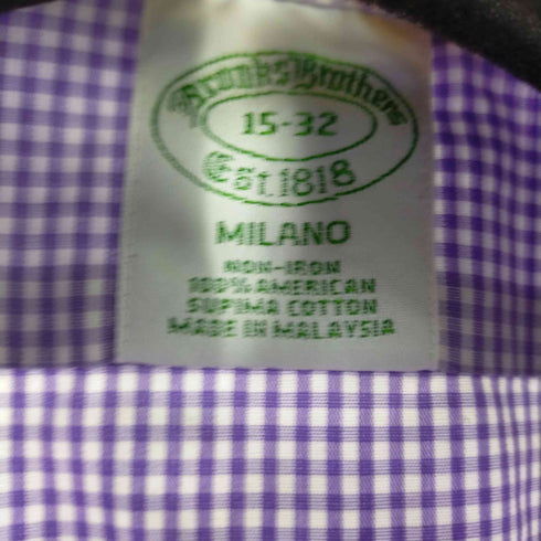 ブルックスブラザーズ BROOKS BROTHERS MILANO スーピマコットンL/Sチェックシャツ メンズ 15-32