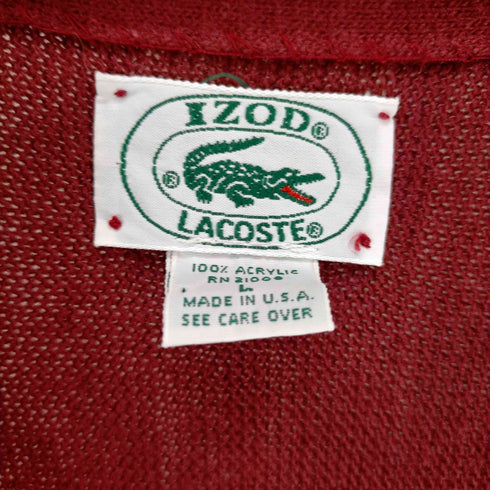アイゾッドラコステ IZOD LACOSTE 80~90S MADE IN USA 刺繍カーディガン メンズ JPN:L